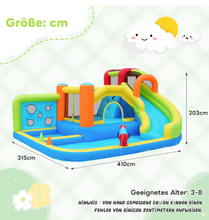 Load image in Gallery view, 410x315x203 cm Springkasteel Met Blower Multifunctioneel Waterpark + Trampolines Park Voor Kinderen, Inclusief 450W Blower

